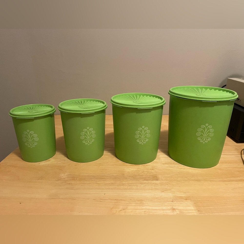 Green Tupperware Cannisters